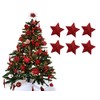 Pack of 6-8cm 3D Glitter Star Baubles Christmas Tree Decorations
