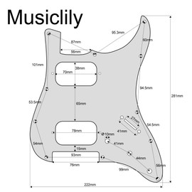 Musiclily Pro 11 Holes Round Corner HH Strat Pickguard 2 Humbuckers for American/Mexican Fender Standard Stratocaster Electric Guitar, 4Ply Vintage Tortoise