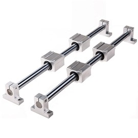Mssoomm 2Pcs Linear Motion Rod Shaft Slide Guide D 12mm x L 15.75 inch / 400mm + 4Pcs Block Bearings SCS12UU + 4Pcs Aluminum Rail Support SK12 Linear Motion Set Kit for 3D Printer, DIY, CNC