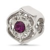 JewelryWeb 9.27mm 925 Sterling Silver Brushed and Polished Purple Crystal