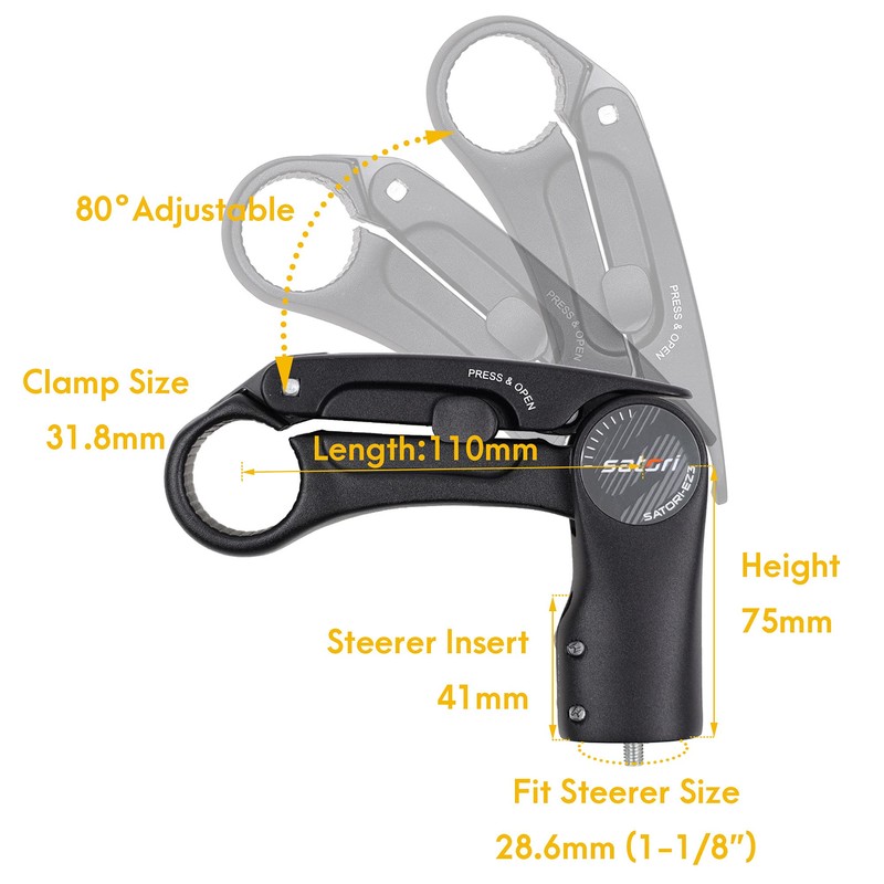 SATORI EZ3 AHS Bike Bicycle Tool-Less 0-80 Degree Adjustable Stem