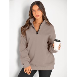 Trendy Queen Womens Oversized Half Zip Pullover Long Sleeve Sweatshirts Quarter Zip Hoodies Sweaters Teen Girls Fall Y2K Clothes, Adult