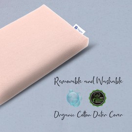 Yogan Head Cushion/Headpad (1") for Yoga/Pilates | Organic Cotton Outer Cover (Removable & Washable) | Inner Cover with Recycled Fiber Filling | 30cm×20cm×2.5cm (Apricot Pink)