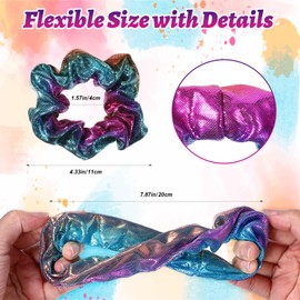 YBEATY 24 Pcs Scrunchies for Women Cute Bulk Hair Scrunchie Shiny Metallic Elastic Hair Bands Rainbow Ponytail Holder Colorful Sparkly Mermaid Ropes Accessories Gift Girls Party Favors