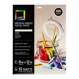 Uart Sanded Pastel Art Paper, Off-White, 9" x 12" Paper, Grit #600, 10 Sheet Pack