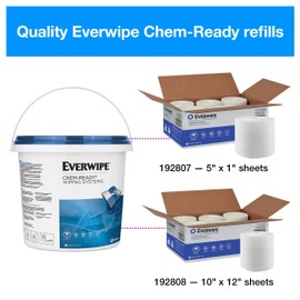Everwipe Chem-Ready Wet Wipe Buckets White, Resealable Lid, Bucket Compatible withChem-Ready Wipes Roll, 5 buckets, 192812 (CR-BKT-5-PR)