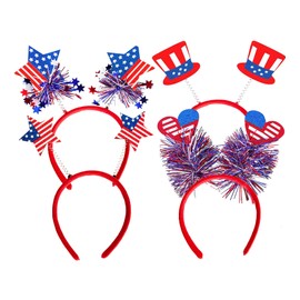 Viaecone 4th of July Favors - 4PCS American Flag Stars Headbands for Independence Day Party Decorations