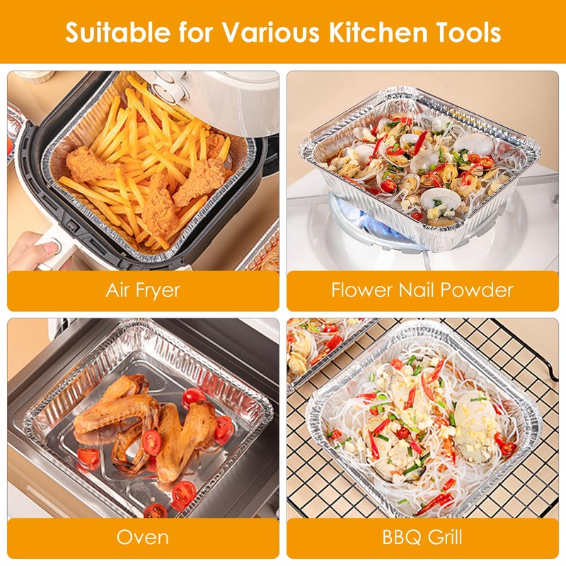 CECOMBINE 30 Packs Aluminum Foil Trays, 8 Inch Square Foil