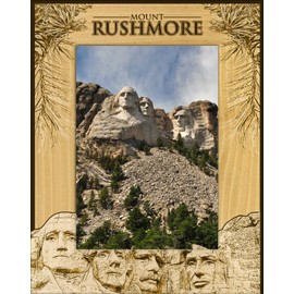 Saddle Mountain Souvenir Mount Rushmore South Dakota Laser Engraved Wood Picture Frame Portrait (5 x 7)
