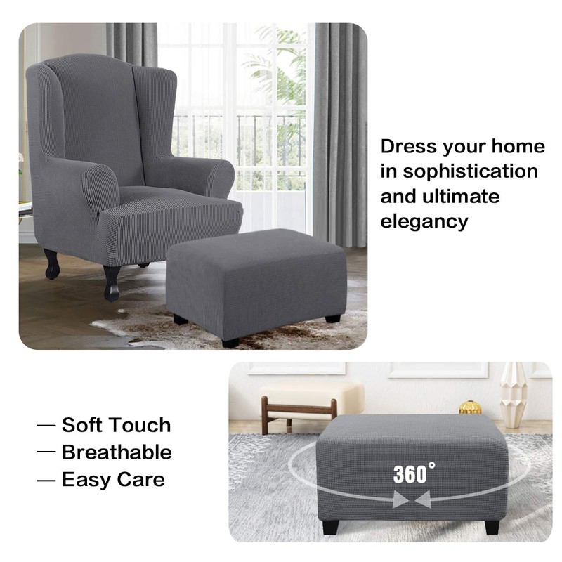 H.VERSAILTEX Ottoman Cover Slipcover Rectangle Fit Length 29"-34" Footrest Sofa