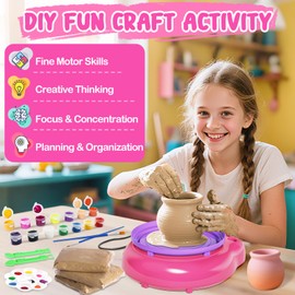 Einailvk Pottery Wheel for Kids, Art & Craft Gift Toys for Kids 6+ Year Old, Mini Pottery Wheel Making Kit Toys for Ages 6 7 8 9 10 11 12 13 Year Old Girl Christmas Birthday Gifts