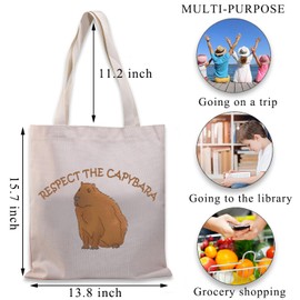 BDPWSS Capybara Tote Bag Cute Capybara Gift Respect The Capybara Canvas Shoulder Bag For Capybara Lover Wildlife Theme Gift (respect capybara TGCA)
