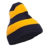 Striped Knit Short Beanie - Navy Gold OSFM