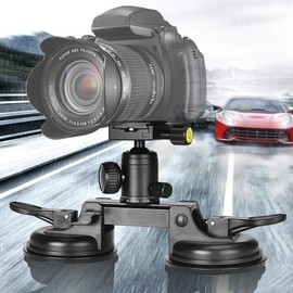 Professional Heavy Duty (20 lbs Load) DSLR Mirorrless Camera Suction Cup Car Mount Camcorder Vehicle Holder w/ 360°Panorama Ball Head + Quick Release Plate Compatible with Nikon Canon Sony RED BM