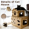 25 Inch Two Level Cardboard Cat Scratcher House, 2-in-1 Multi-Level