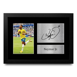 HWC Trading A4 FR Neymar Jr Brazil Gifts Printed Autographs Picture for Fans and Supporters - A4 Framed