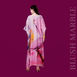 Melwey Kaftan Cover Ups for Swimwear Women Plus Size Caftan Dress Beach Coverup Summer Loungewear (Blush Marble Kaftan)