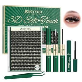KEYYOU LASH Kit De Pestañas Postizas Con Efecto 3D, 280 Unidades, 100D, Rizo D, Mezcla De 9 A 18, Pestañas Individuales, Pestañas Tenues, Volumen, Extensiones De Pestañas Naturales Y Suaves (Kit 3D: 1