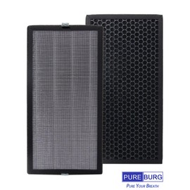 PUREBURG Replacecment Filter Set Compatible with ROVACS RV550 Air Purifier Large Room,2 Set (4 Filters) H13 HEPA Activated Carbon 3-Stage Filtration