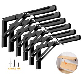 Yarssihha 12 Inch Folding Shelf Bracket, 6 Pack Heavy Duty Wall Mounted Foldable Brackets, Space-Saving Metal Collapsible Shelf Brackets, Max Load:180lbs