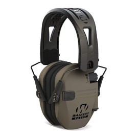 Walker's Razor Tacti-Grip Lightweight Shooting Hunting Range Slim Hearing Protection Muff with Rubber Headband (Flat Dark Earth) Bundle with Protective Case