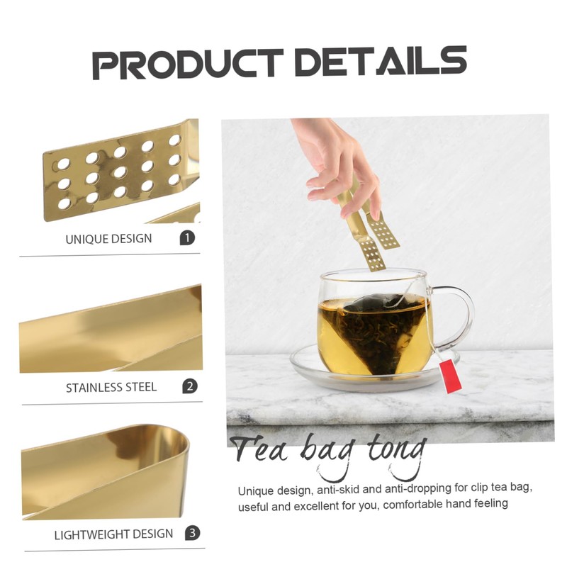 Alipis 4sets Tea Bag Squeezer Tongs Bread Clips Metal Tong