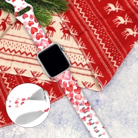 BACDOILQ Valentines Watch Band Love Heart Smartwatch Band Compatible with Watch 38mm 40mm 41mm Soft Silicone Strap Replacement for Series 9/8/7/6/5/4/3/2/1/SE