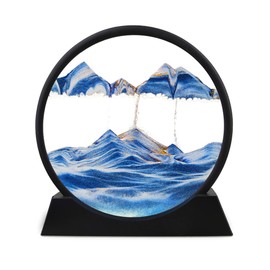 Twohua Moving Sand Art Quicksand Decor 3D Color Quicksand Picture Sand Art Liquid MotionSandscape Sandalier Hourglass Desk Toys for Office for Adults, Desk Fidgets Cool Office Gadgets,12",Blue