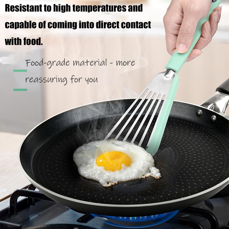 UCSAJI Silicone Fish Spatula Turner Thin Slotted Flexible Stainless Steel