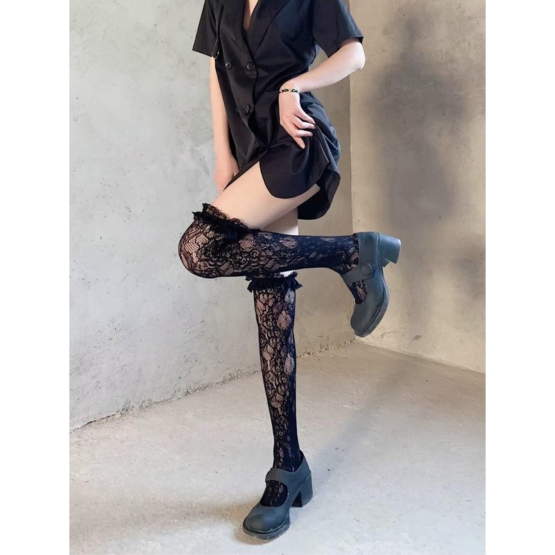 Eukkis Women's Over Knee Socks, 2 Pairs High Socks, Thigh