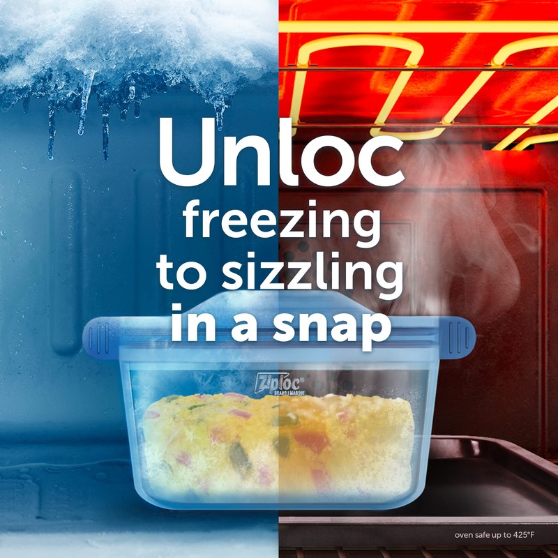 Ziploc Endurables Small Container, 2 Cups, Reusable Silicone Bags and