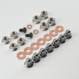 NICKEL TWO 2 STROKE TOP END MOTORCYCLE ENGINE CYLINDER HEAD ACORN CAP FLANGE NUTS BOLT KIT HONDA CR KAWASAKI KX YAMAHA YZ SUZUKI RM TRX250R ATC250R LT250R LT500R 85 125 250