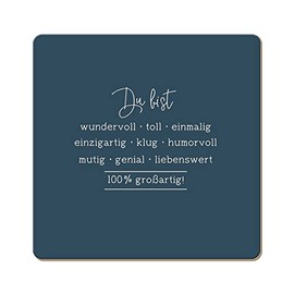 Grafik Werkstatt Funny Coaster Made of Cork | Du bist wundervoll
