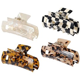 4 pinzas de pelo de gran tamaño, pasadores de acetato, pinzas de mandíbula de mariposa francesa, horquilla de cangrejo de color sirena, accesorios ele