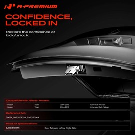A-Premium Trunk Latch Compatible with Nissan Titan 2004-2012 Crew Cab Pickup/Extended Cab Pickup, Rear Tailgate Lock Latch Actuator