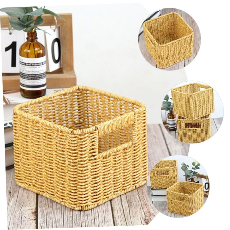 VILLFUL Elegant Desktop Basket Woven Storage Basket for Office Kitchen