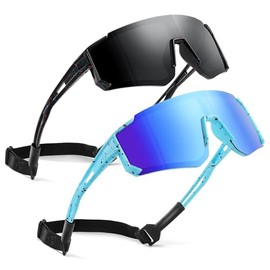 kunchu Kids Sunglasses Boys Polarized Sports Youth Sunglasses for Cycling Baseball with Glasses Cloth (BlackBBlueBBlue3)