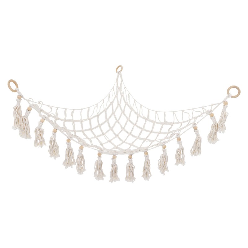 Storage Hammock Triangular Bohemian Style Cotton Rope Weaving Stuffed Animal