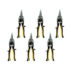 Jetech 10 Inch Offset Straight Cut Aviation Snips (6 Pack), Compound Action Tin Cutting Shears with Drop-Forged and Heat-Treated Cr-Mo Blades, Ergonomic TPR Soft Grip, Safety Latch for Sheet Metal