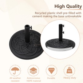 C-Hopetree 26 lb Heavy Duty Round Base Stand Weight for Outdoor Patio Market Table Umbrella, Black
