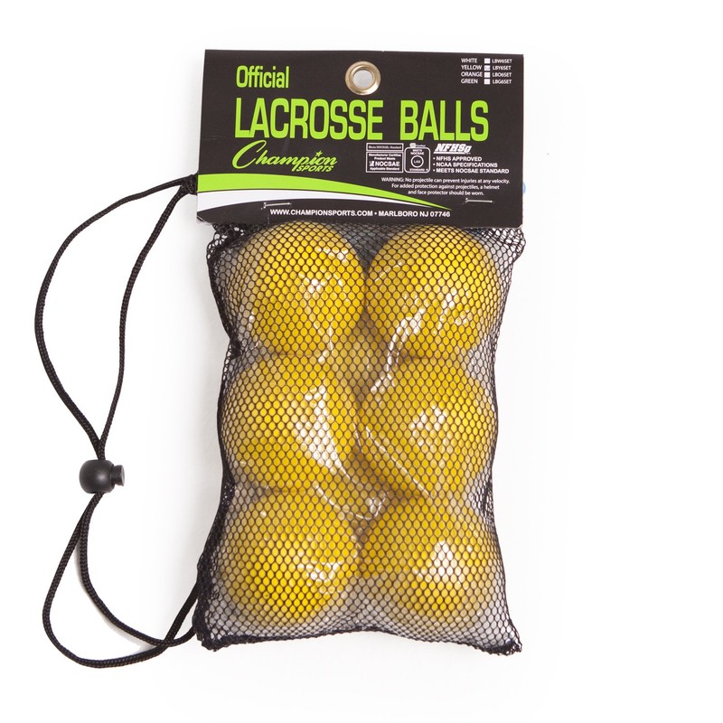 Champion Sports LBY6SET Nocsae Lacrosse Ball Set, Yellow