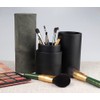 Black PU Leather Makeup Brush Case Holder with Lock Lid