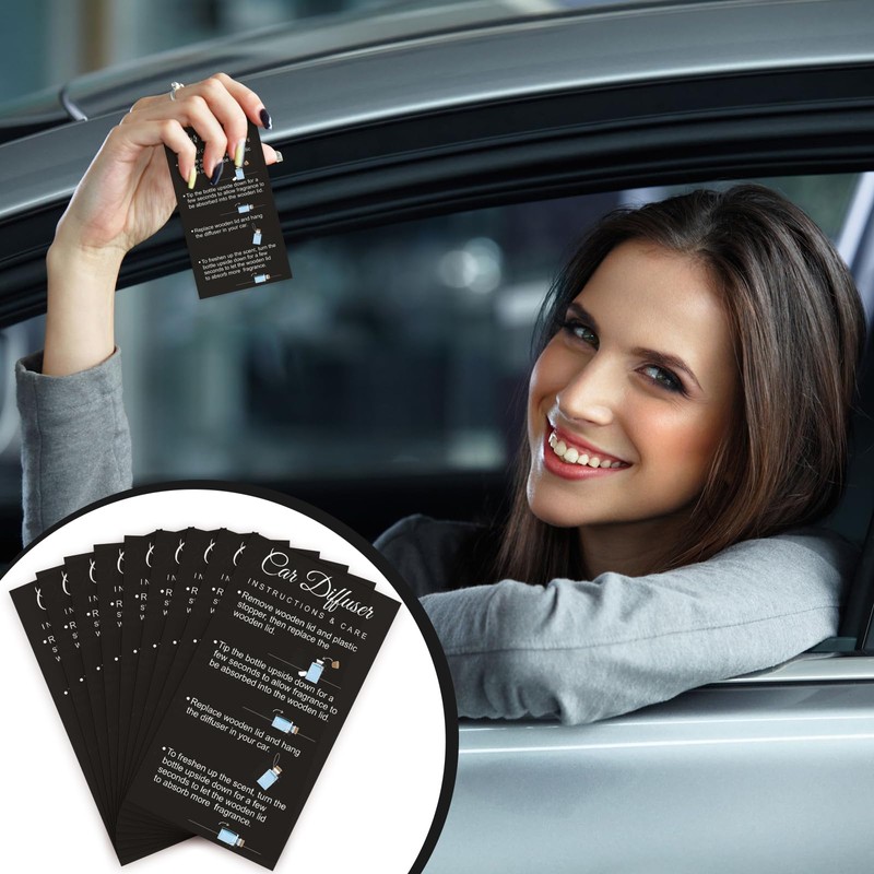 Motiskyy 200 Pcs Hanging Car Diffuser Instruction Cards for Car