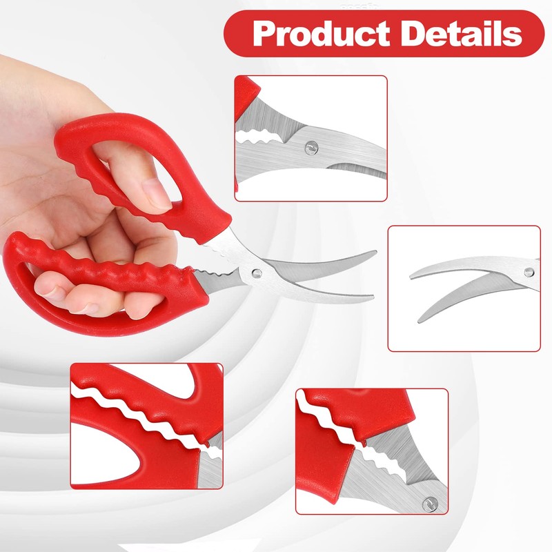STRAYJO 8Pcs Seafood Scissors - Crab, Shrimp, Lobster Scissors in