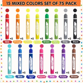 HNSHAG 75pcs Art Bingo Daubers, 15 Colors Washable Dot Markers, Bulk Preschool Art Supplies Paint Craft Kit for Kids Christmas Gift, Ideal for Toddler Art and Crafts Painting Supply Drawing Coloring