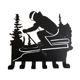Metal Wall Art Wall Art Ski Coat Wall Hook Keychain Snow Sports Gift Ski Lover Metal Wall Decoration for Mountain Bike