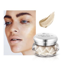 Natural Face Powder Blush Highlighter, Jelly Highlighter, Glitter Eyeshadow, Eyeshadow & Highlighter, Glitter Highlights Powder for Face and Body, Gentle Shimmer & Silky Delicate #02