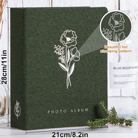 Lanpn Photo Albums 7x5 200 Photos, Linen Cover Acid Free Pocket Photo Book Picture Album Holds 200 Landscape Only 7 x 5 Picture (Green,13x18 cm)