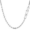 Sterling Silver Rhodium Plated Diamond Cut Rope Chain Necklace, 2.9mm,