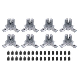 sourcing map 3-Way End Corner Brackets, 8Pcs L Type Interior Joint Connectors with Screws for 2020 Series Aluminum Extrusion Profile Slot 6mm (Silver)